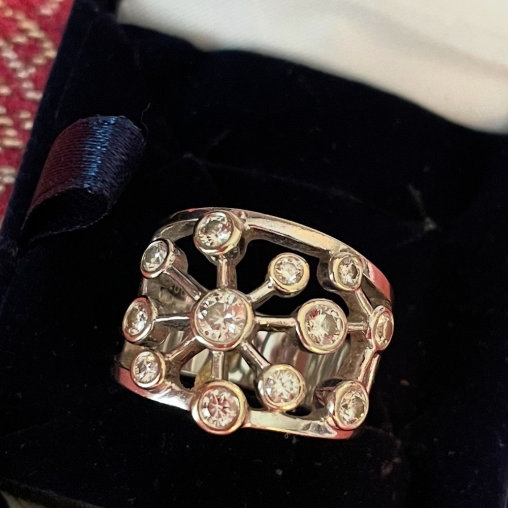 Diamond Ring White 14K Gold Size 7